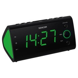Radio cu ceas FM SRC 170 Sencor, display 1.2 inch, alarma duala, temperatura interioata, negru/verde