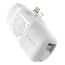 Baterie externa WF16-YLS 5000mAh 15W cu cablu USB-C si incarcator Apple Watch alb