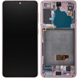 Piese si componente Display cu Touchscreen Samsung Galaxy S21 5G G991, cu Rama, Roz, Service Pack GH82-27255D