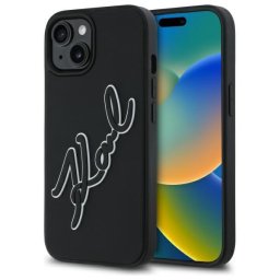 Husa Husa pentru iPhone 15 - Karl Lagerfeld 3D Design (KLHCP15S3DRKSDLK) - Rubber Signature