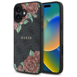 Husa Husa pentru iPhone 16 - Hardcase 4G Flower Print MagSafe (GUHMP16SP4ROPEMCK) - Black