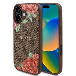 Husa Husa pentru iPhone 16 - Hardcase 4G Flower Print MagSafe (GUHMP16SP4ROPEMCW) - Brown