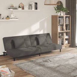 Canapea extensibila cu 2 locuri, 2 perne, gri închis, catifea GartenMobel Dekor