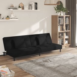 Canapea extensibila cu 2 locuri, 2 perne, negru, catifea GartenMobel Dekor
