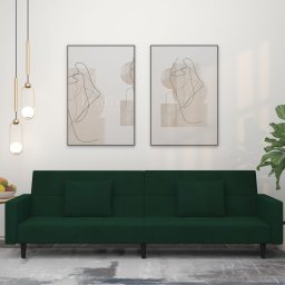 Canapea extensibila cu 2 locuri, 2 perne, verde închis catifea GartenMobel Dekor