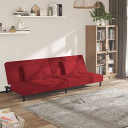 Canapea extensibila cu 2 locuri, 2 perne, rosu vin, catifea GartenMobel Dekor