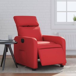 Fotoliu rabatabil electric, rosu, piele ecologica GartenMobel Dekor