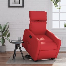 Fotoliu rabatabil electric cu ridicare, rosu, piele ecologica GartenMobel Dekor
