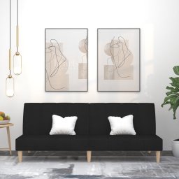 Canapea extensibila cu 2 locuri, negru, material textil GartenMobel Dekor
