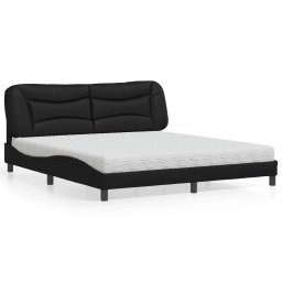 Pat cu saltea, negru, 180x200 cm, piele ecologica GartenMobel Dekor
