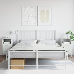 Noptiere, 2 buc., alb, 36x39x68 cm, otel GartenMobel Dekor