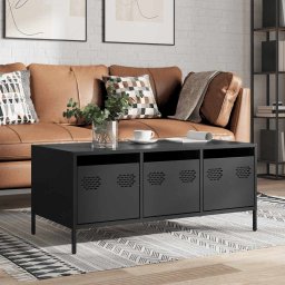 Masuta de cafea, negru, 101,5x50x43,5 cm, otel laminat la rece GartenMobel Dekor