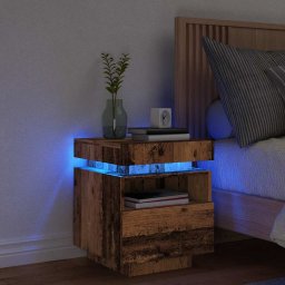Noptiera cu lumini LED, lemn vechi, 40x39x48,5 cm GartenMobel Dekor