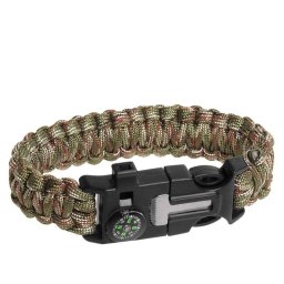 Brățară Paracord cu amnar și busolă woodland