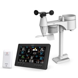 Stație meteo profesională WiFi, ecran TRUE BLACK 8.4", senzor 7 în 1 + senzor TH, 868 MHz, Weather Underground / Weathercloud