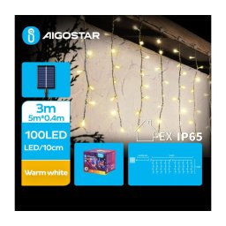 Aigostar - Ghirlandă solară LED 100xLED/8 funcții 8x0,4m IP65 alb cald