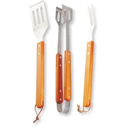 Set 3 ustensile de gratar, FZG 9018, Otel inoxidabil, Gri/Maro,