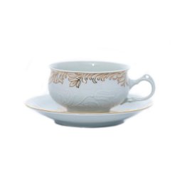 TULIP decor AUR - Serviciu de ceai portelan Bohemia (6 persoane - 12 piese)