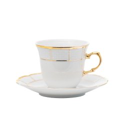 MENUET decor AUR - Serviciu de ceai portelan Bohemia (6 persoane - 12 piese)