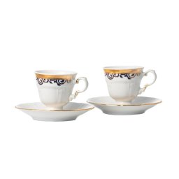 MARIE LOUISE decor AUR - Serviciu de cafea portelan Bohemia (6 persoane - 12 piese)
