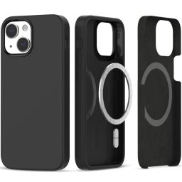 Husa Husă Tech-Protect Silicone MagSafe pentru Apple iPhone 15, finisaj soft-touch, neagră
