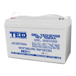 Acumulator AGM VRLA 12V 102A GEL Deep Cycle 328mm x 172mm x h 214mm F12 M8 TED Battery Expert Holland TED003492 (1)