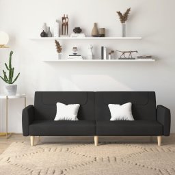 Canapea extensibila cu 2 locuri, negru, material textil GartenMobel Dekor