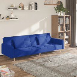 Canapea extensibila cu 2 locuri, 2 perne, albastru, textil GartenMobel Dekor