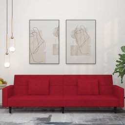 Canapea extensibila cu 2 locuri, 2 perne, rosu vin, catifea GartenMobel Dekor