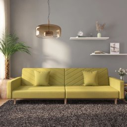 Canapea extensibila cu 2 locuri, 2 perne, verde, textil GartenMobel Dekor