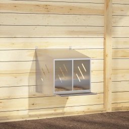 Cutie pentru pui cu 2 compartimente, metal argintiu galvanizat GartenMobel Dekor