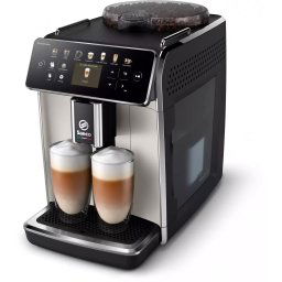 Espressor Cafea Automat Philips Saeco GranAroma SM6582/30 Sistem de Lapte Latte Duo 16x Bauturi Ecran TFT Color Filtru AquaClean Rasnita Ceramica Crem Metalic