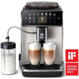 Espressor Espressor automat Saeco GranAroma SM6582/30, sistem de lapte Latte Duo, 16 bauturi, ecran TFT color, 6 profiluri utilizator, filtru AquaClean, rasnita ceramica, functie DoubleShot, Crem metalic