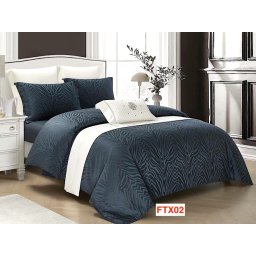 Lenjerie de pat Jacquard Lux, 4 piese, cearceaf cu elastic, cod FTX02