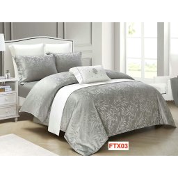 Lenjerie de pat Jacquard Lux, 4 piese, cearceaf cu elastic, cod FTX03