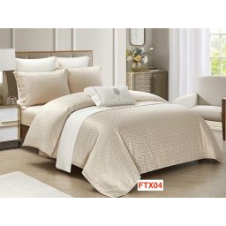 Lenjerie de pat Jacquard Lux, 4 piese, cearceaf cu elastic, cod FTX04