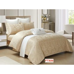 Lenjerie de pat Jacquard Lux, 4 piese, cearceaf cu elastic, cod FTX09
