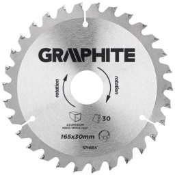 Disc circular vidia, pentru aluminiu, 30 dinti, 165x30 mm, Graphite