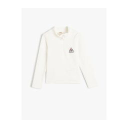 Koton T-Shirt High Collar Half Zipper Ribbed Ski Label Detailed