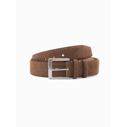 Ombre One-color men's belt in natural suede - brown