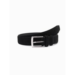 Ombre Unicolored men's natural suede belt - black