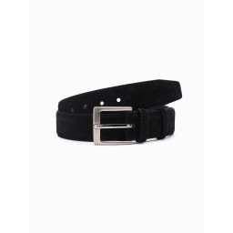 Ombre One-color men's natural suede belt - black