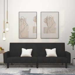 Canapea extensibila cu 2 locuri, negru, catifea GartenMobel Dekor
