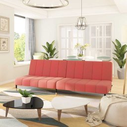Canapea extensibila cu 2 locuri, roz, catifea GartenMobel Dekor