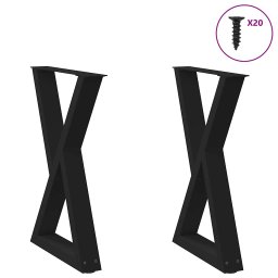 Picioare pentru masa 2 buc Negru 50x(72-73,3) cm Otel GartenMobel Dekor