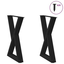 Picioare pentru masa 2 buc Negru 60x(72-73,3) cm Otel GartenMobel Dekor