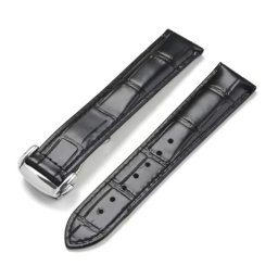 Curea piele deployant neagră tip OMEGA 19mm