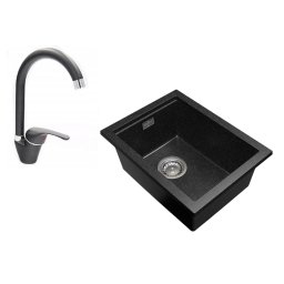 Set Chiuveta bucatarie din granit si baterie chiuveta granit fara picurator cu o cuva ,375 x500 mm