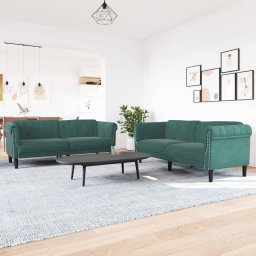 Set canapele, 2 piese, verde închis, catifea GartenMobel Dekor