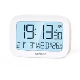 Ceasuri decorative Ceas deșteptător digital cu termometru , controlat radio DCF77, ecran LCD cu iluminare, Snooze, Alb